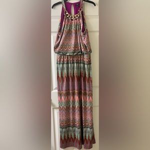 J.B.S. Maxi Dress Multi-Color Aztec-Size Large